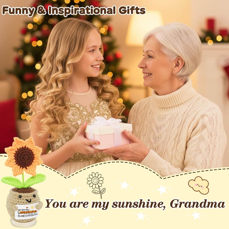 Gzdiyty Gifts for Mom from Daughter, Cute Mom Grandma Nana Mama Gifts, You are My Sunshine Handmade Sunflower Crochet, Christmas Mothers Day Birthday Gifts for Moms from Son - Image 3